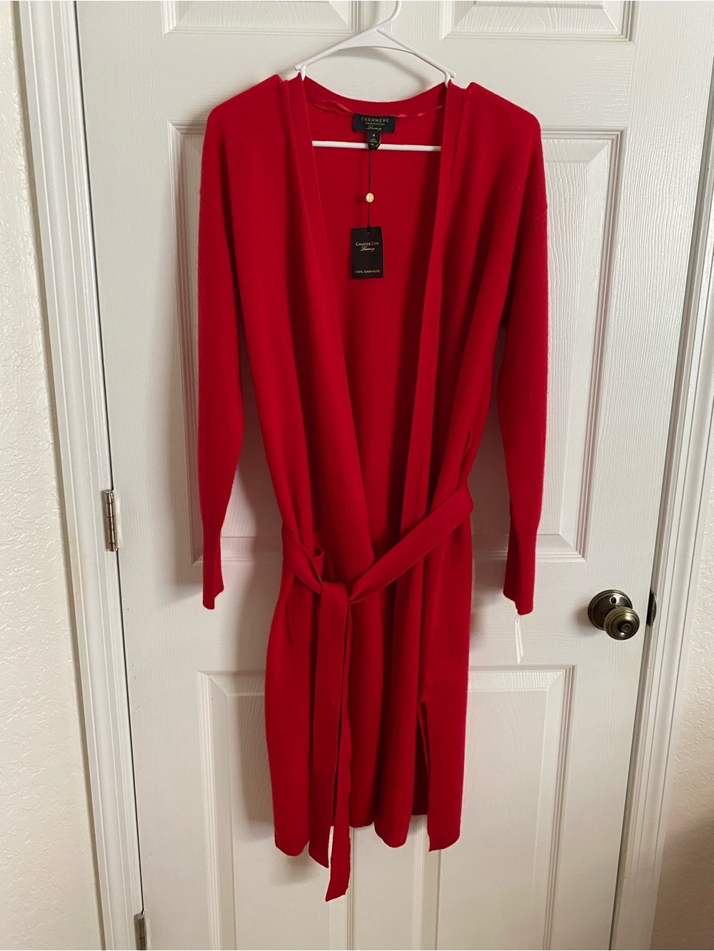 NWT Charter Club Luxury 100% Cashmere Long Cardigan / Duster – Size M – Red